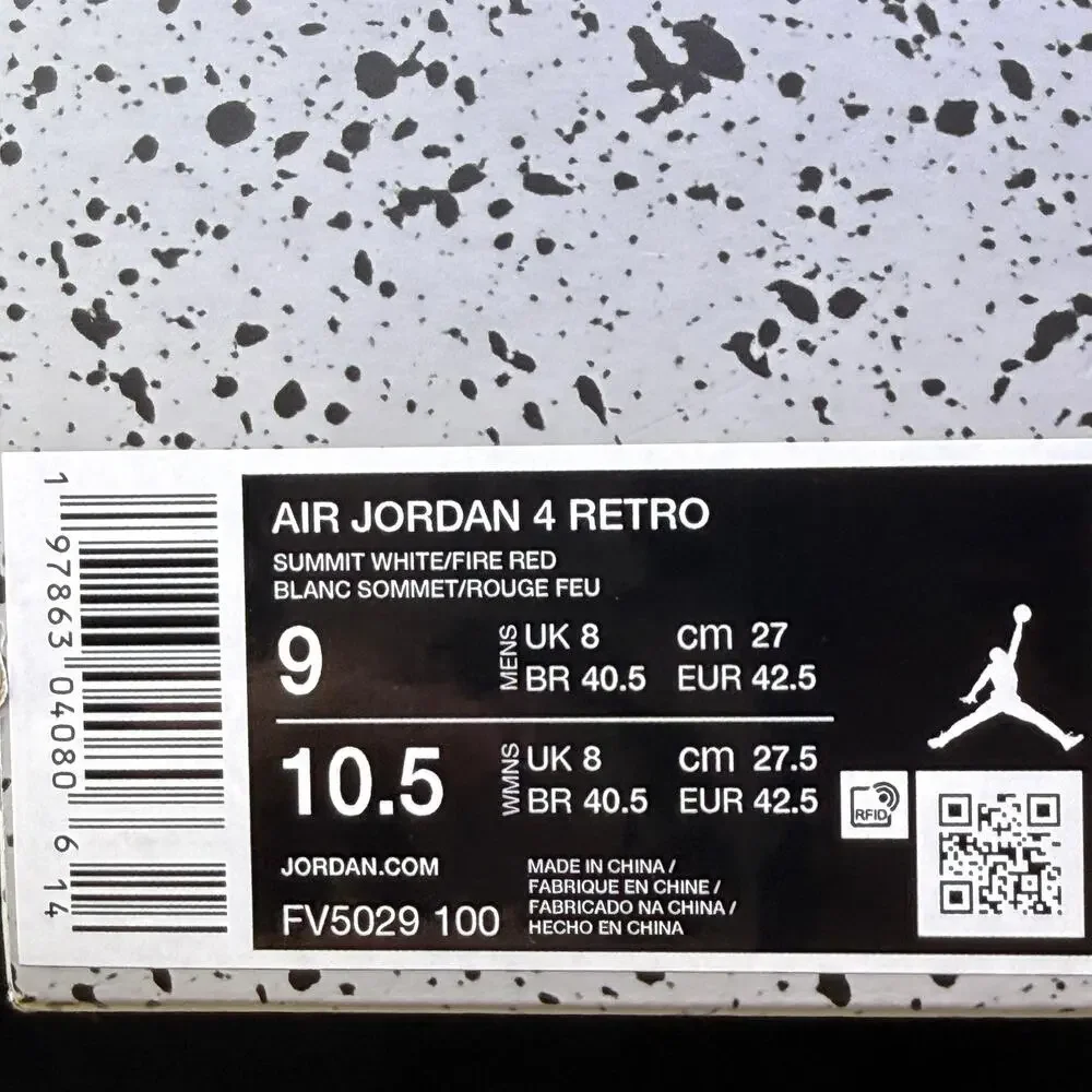 Air Jordan 4 Retro OG 2025 White Cement FV5029-100 Summit White Size 9